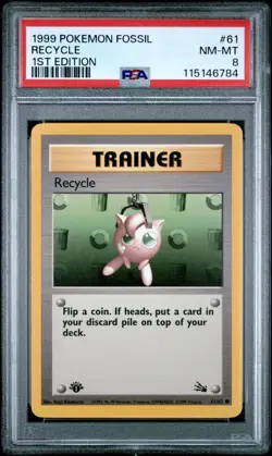 PSA 8 NM/MT 1999 POKEMON FOSSIL 61 RECYCLE 1ST EDITION ENGLISH - Image 5