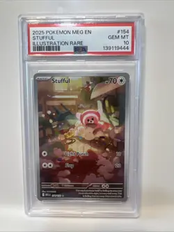 Pokemon TCG Mega Evolution Stufful Illustration Rare Card 154/132 PSA 10 Gem MT - Image 1
