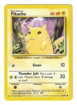 Pikachu 58/102 - Base Set - 4th print - Pokemon TCG - WoTC - 1999-2000 - LP - Image 1