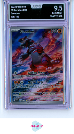 GROUDON POKEMON 2023 EN 199/182 PARADOX RIFT AOG 9.5 - Image 1