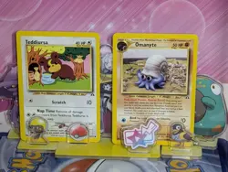 Teddiursa 65/75 & Omanyte 60/75 Neo Discovery Unlimited Pokemon Tcg LP - Image 1