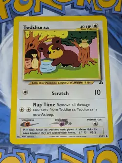 Teddiursa 65/75 & Omanyte 60/75 Neo Discovery Unlimited Pokemon Tcg LP - Image 2