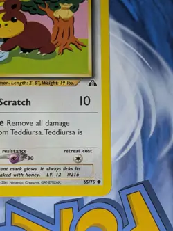 Teddiursa 65/75 & Omanyte 60/75 Neo Discovery Unlimited Pokemon Tcg LP - Image 4