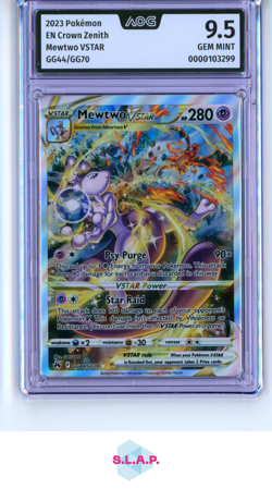 MEWTWO VSTAR POKEMON 2023 EN GG44/GG70 CROWN ZENITH AOG 9.5 - Image 1