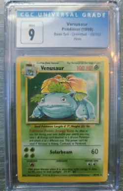 Pokemon Venusaur 1999 Base Set Holo Card CGC 9 - Image 1