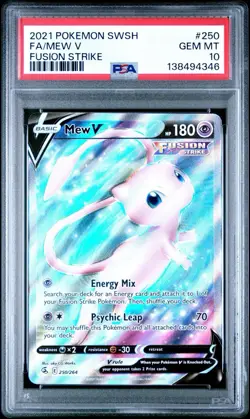 2021 Pokemon Fusion Strike Mew V #250 Sword & Shield Full Art PSA 10 Gem Mint - Image 1