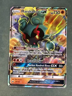 Marshadow GX 80/147 Sun & Moon Burning Shadows Full Art Rare Pokemon DAMAGED - Image 1