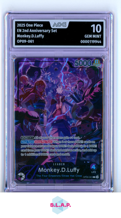 MONKEY.D.LUFFY ONE PIECE 2025 EN OP09-061 2ND ANNIVERSARY SET AOG 10 - Image 1