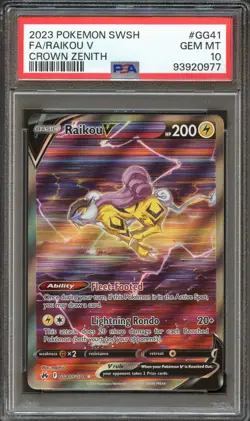 PSA 10 GEM MINT RAIKOU V ALT ART GG41/GG70 CROWN ZENITH 2023 POKEMON TCG - Image 1