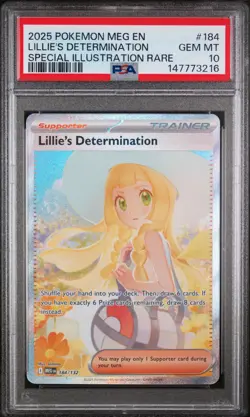 2025 Pokemon Mega Evolution Base #184 SIR Lillie's Determination PSA 10 Gem Mint - Image 1