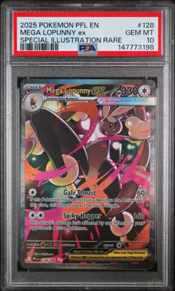 2025 Pokemon Phantasmal Flames #128 Full Art Mega Lopunny ex SIR PSA 10 Gem Mint - Image 1