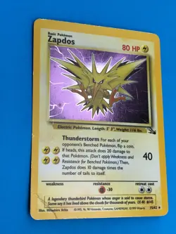 Pokemon TCG Zapdos Fossil 15/62 Holo Unlimited Holo Rare - Image 2