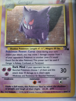 Pokemon TCG Gengar Fossil Holo Card 5/62 Trading Card WOTC 1999 - Image 5