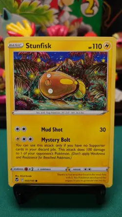 Pokemon Silver Tempest Stunfisk Common Card 055/195 NM By Artist Shinji Kanda - Image 1