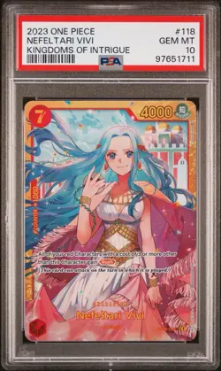 2023 PSA 10 One Piece Kingdoms of Intrigue Nefeltari Vivi SEC OP04-118 Card - Image 1