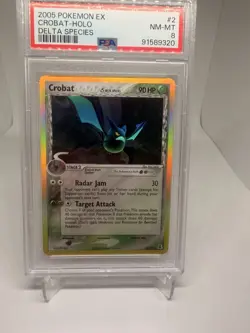 PSA 8 NM-MT 2005 Pokemon EX Delta Species #2 Crobat Holo RARE Vintage Card - Image 1