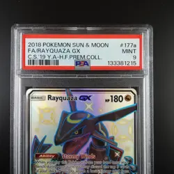 PSA 9 Rayquaza GX 177a Pokemon Hidden Fates Promo Full Art Holo Card - Image 2