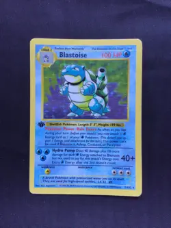 Pokemon Cards: Base Set 1st Edition Rare Holo: Blastoise 2/102 - Image 1