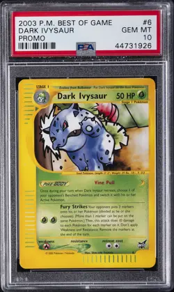 2003 POKEMON BEST OF GAME PROMO #6 DARK IVYSAUR PSA 10 - Image 1