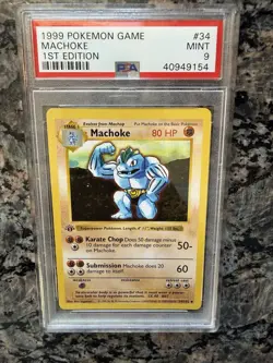 1999 Pokemon 1st Edition Machoke #34/102 PSA 9 MINT WOTC - Image 1