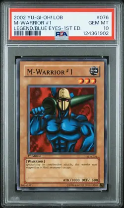 2002 YU-GI-OH! LOB-LEGEND OF BLUE EYES WHITE DRAGON 1ST ED M-WARRIOR #1 PSA 10 - Image 1