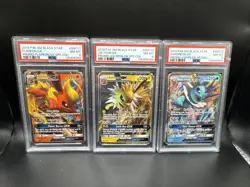 2019 Pokemon SM Black Star Promo Flareon/Jolteon/Vaporeon GX PSA 8 Set - Image 1