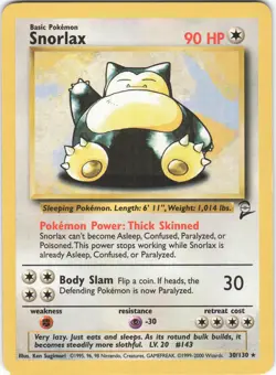 Snorlax 30/130 Rare Base Set 2 Pokemon LP - Image 1