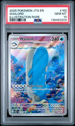 2025 POKEMON JTG EN-JOURNEY TOGETHER ILLUSTRATION RARE #162 WAILORD PSA 10 - Image 1