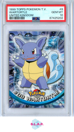 WARTORTLE UNITED KINGDOM TOPPS POKEMON TV 1999 8 PSA 10 - Image 1
