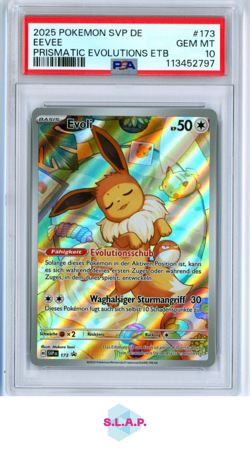 EEVEE PRISMATIC EVOLUTIONS ETB POKEMON GER SVP SV BLCK STR PRM 2025 173 PSA 10 - Image 1