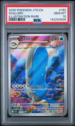 2025 POKEMON JTG EN-JOURNEY TOGETHER ILLUSTRATION RARE #162 WAILORD PSA 10 - Image 1