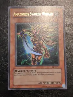 Yu-Gi-Oh! ULTRA RARE HOLO CARD AMAZONESS SWORDS WOMAN MFC-061 1996 VINTAGE VLP - Image 1