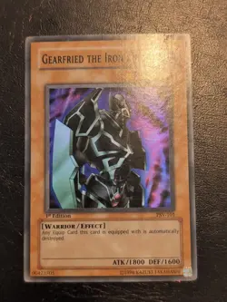 Yu-Gi-Oh! SUPER RARE CARD GEARFRIED THE IRON KNIGHT PSV-101 1ST LP - Image 1