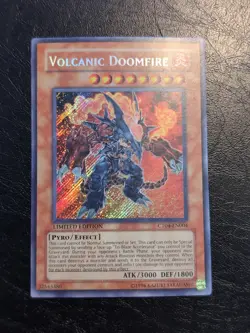 Yu-Gi-Oh! SECRET RARE HOLO CARD VOLCANIC DOOMFIRE CT04-EN004 VLP - Image 1