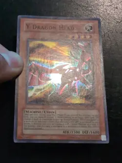 Yu-Gi-Oh! SUPER RARE HOLO CARD Y-DRAGON HEAD MFC-005 1996 VINTAGE PRINT LP - Image 2