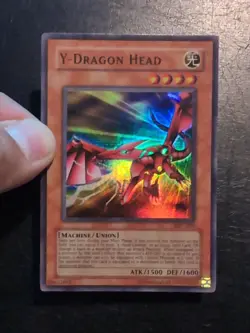 Yu-Gi-Oh! SUPER RARE HOLO CARD Y-DRAGON HEAD MFC-005 1996 VINTAGE PRINT LP - Image 3
