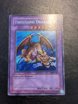 Yu-Gi-Oh! SECRET RARE CARD THOUSAND DRAGON MRD-143 1996 VINTAGE PRINT NM/VLP - Image 1