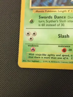 Pokemon TCG Base Set 2 Scyther Holo Rare Card 17/130 HP/Damaged - Image 5