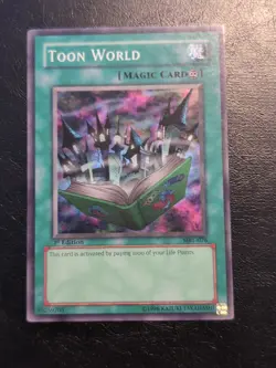 Yu-Gi-Oh! SUPER RARE HOLO CARD TOON WORLD MRL-076 1ST LP - Image 1