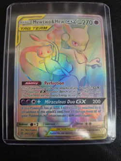 Mewtwo & Mew Gx 242/236 Hyper Rainbow Secret Rare Unified Minds Pokemon Card PD - Image 1