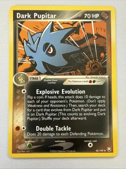 Dark Pupitar 40/109 EX Team Rocket Returns Regular Pokemon Card - Image 2
