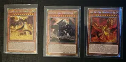 Egyptian God Cards Set Obelisk Slifer Winged Ra YuGiOh RA03 Platinum Secret LP - Image 1