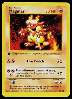 Pokemon Card - Magmar 1st Edition Base Set Shadowless 36/102 - Image 1