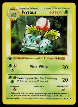 Pokemon Card - Ivysaur Base Set (Shadowless) 30/102 Uncommon 1st Edition - Image 1
