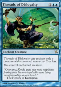 1x Threads of Disloyalty - Foil Moderate Play, English Betrayers of Kamigawa MTG - Image 1