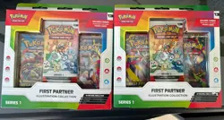 2 x Pokemon TCG First Partners Illustration Collection Series 1 IN HAND - Image 1