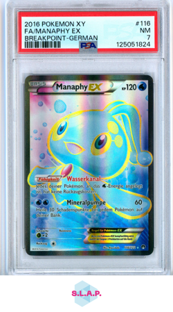 MANAPHY EX POKEMON 116/122 2016 BREAKPOINT FULL ART GERMAN PSA 7 - Image 1