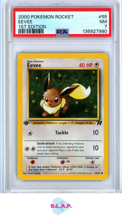 EEVEE 1ST EDITION POKEMON ROCKET 2000 55 PSA 7 - Image 1