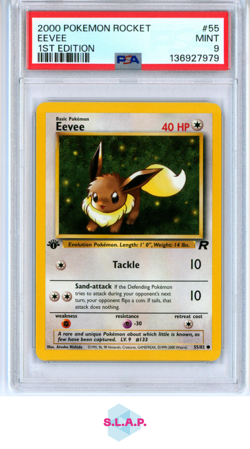 EEVEE 1ST EDITION POKEMON ROCKET 2000 55 PSA 9 - Image 1