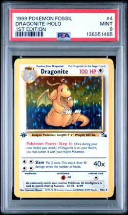 1999 POKEMON FOSSIL 1ST EDITION #4 DRAGONITE-HOLO PSA 9 - Image 1